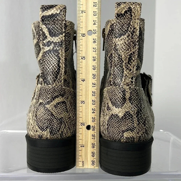 Express Cross Strap Snakeskin Print Lace Up Side Zip Combat Boots Size 8 NWT - Picture 5 of 16